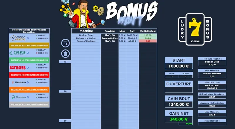 screenshot bonus hunt board