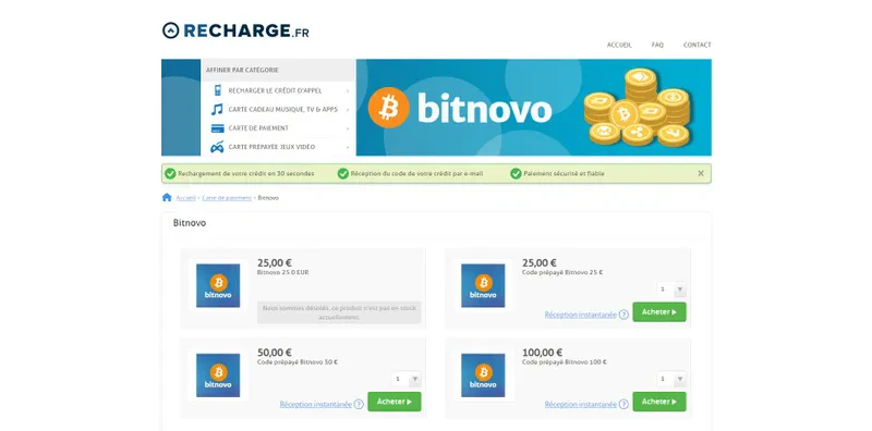 recharge coupon bitnovo offre