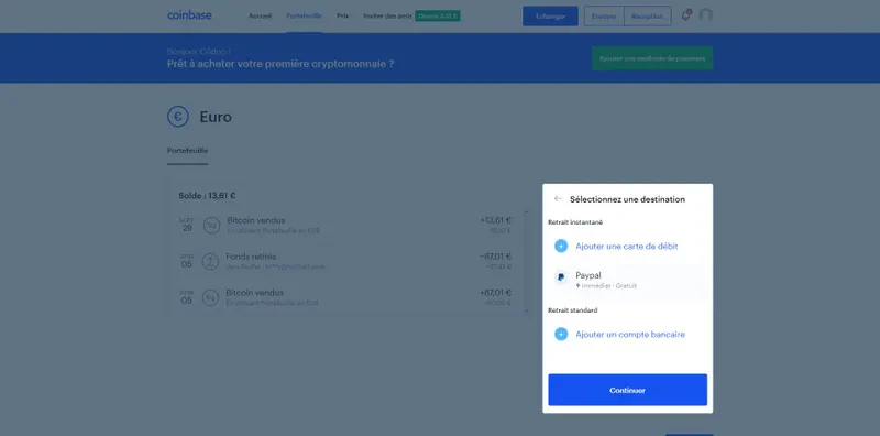 trasnfer to paypal from coinbase