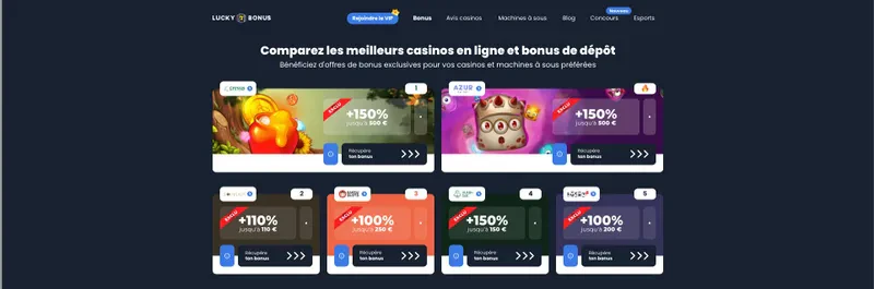 Lucky7Bonus est le meilleur site de comparateur d’offres pour les casinos en ligne