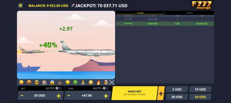 bonus 40% f777 fighter crash game