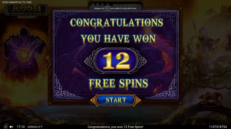 12 free spins rosh immortality cube