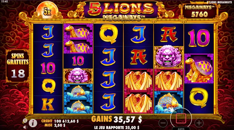 bonus 5 lions megaways