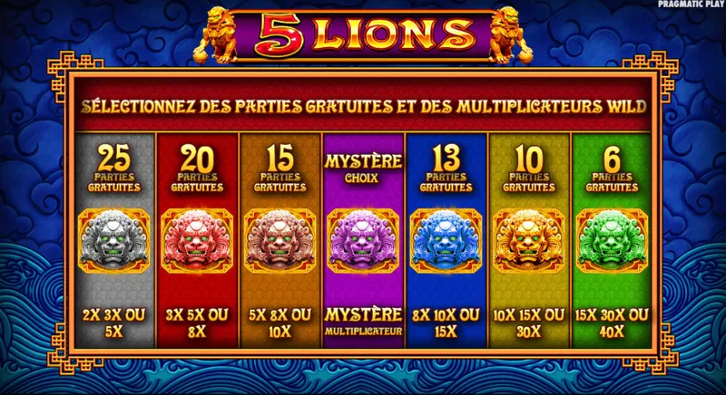 bonus choice 5 lions