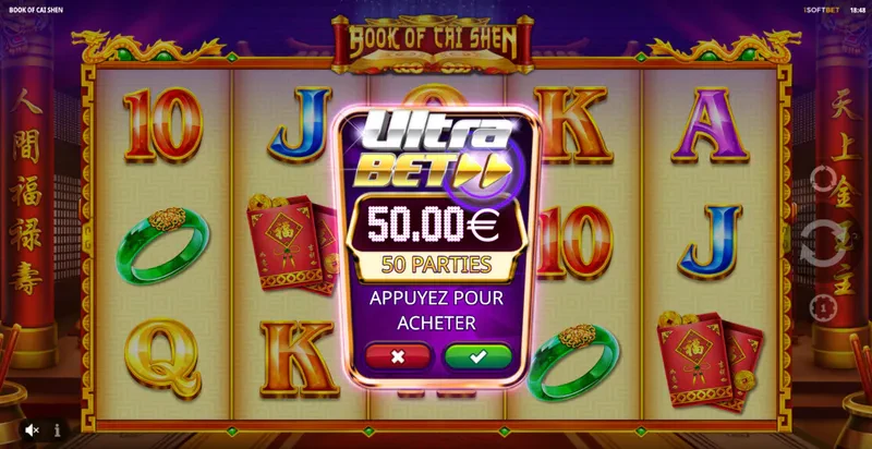 Fonctionnalité ultra bet Book of Cai Shen