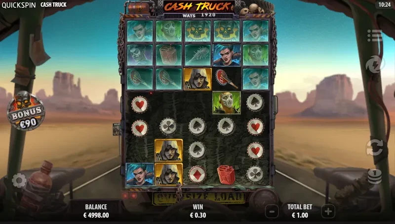 jeu de base sur la slot cash truck quickspin