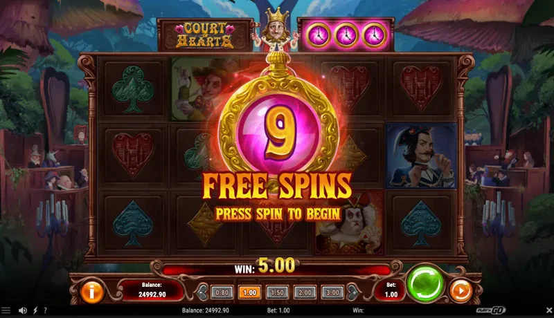 free spins court of hearts