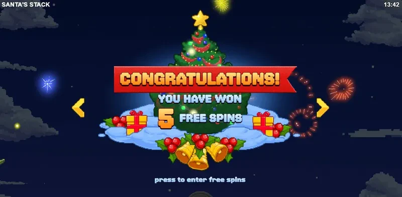 5 free spins bonus slot santa's stack relax gaming