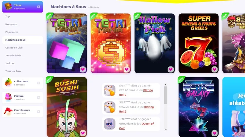 les machines a sous disponibles sur le casino en ligne 7signs