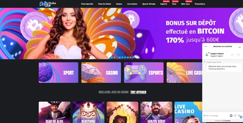 Support client MyStake casino