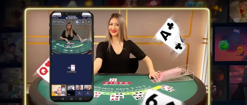 Exemple de la mise en place de la vidéo durant une partie de blackjack