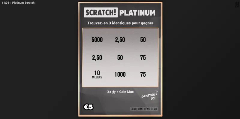 Platinum Scratch est un jeu où vous pourrez gagner jusqu’à 500 000 euros