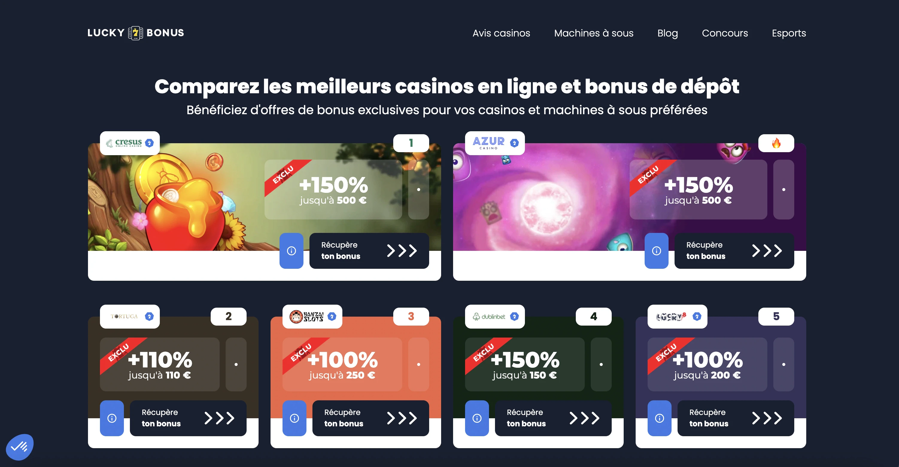 Lucky7Bonus met à votre disposition des offres de bienvenue unique sur le marché du casino en ligne