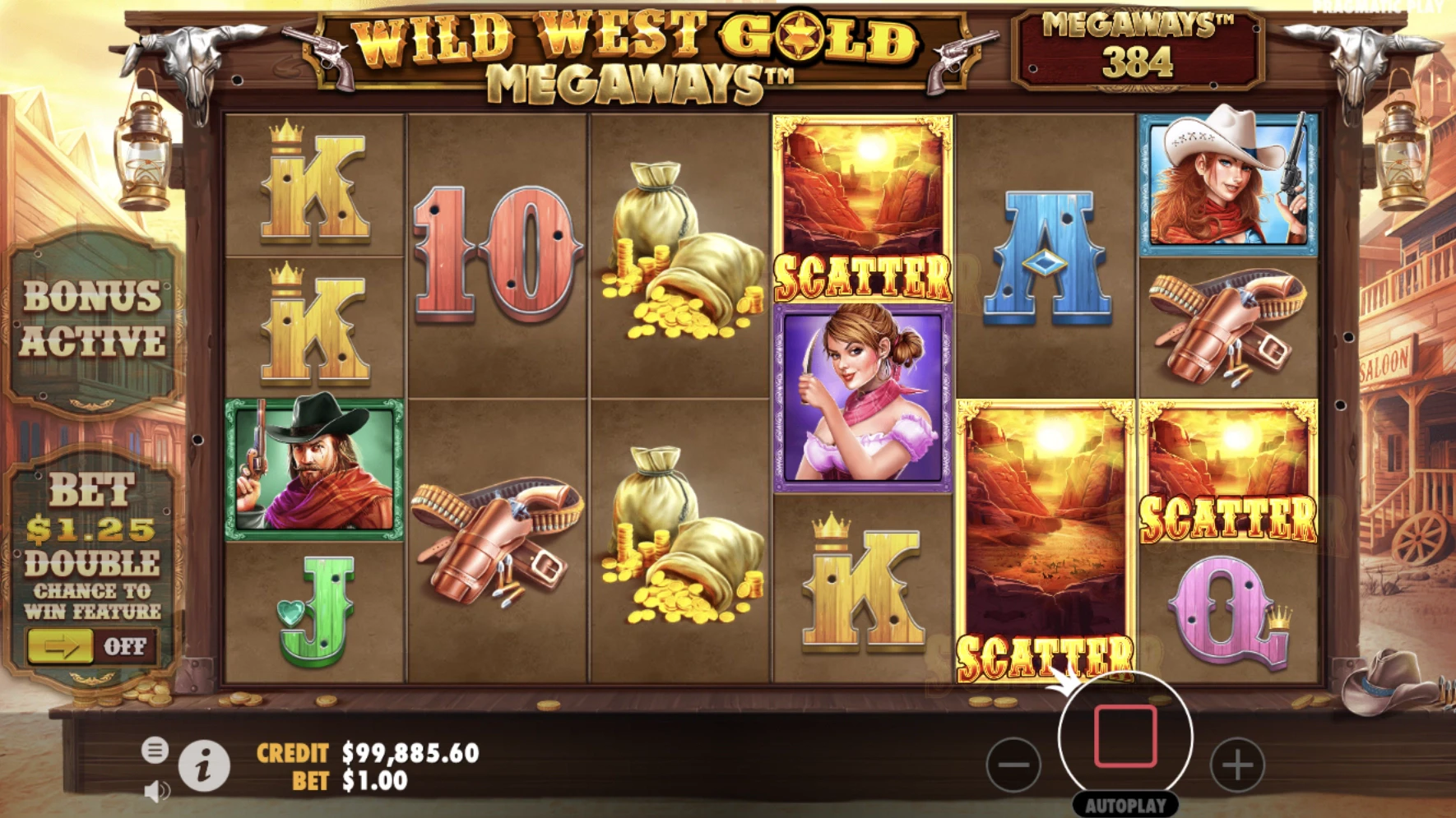 Obtention des parties bonus sur la machine a sous Wild West Gold Megaways du provider Pragmatic Play