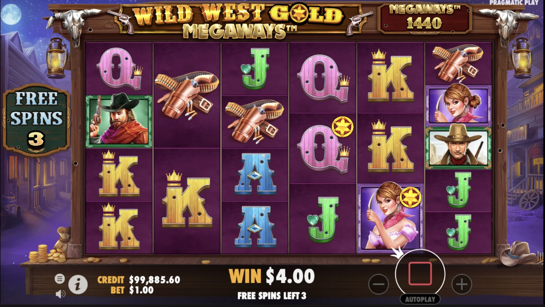 Obtention de parties gratuites supplémentaires sur la machine a sous Wild West Gold Megaways du provider Pragmatic Play