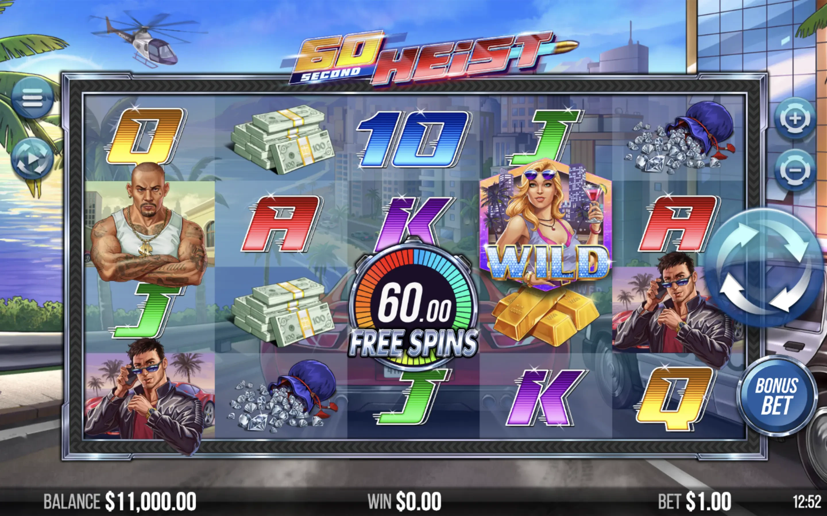 The 60 Seconds Heist slot machine by Yggdrasil Gaming