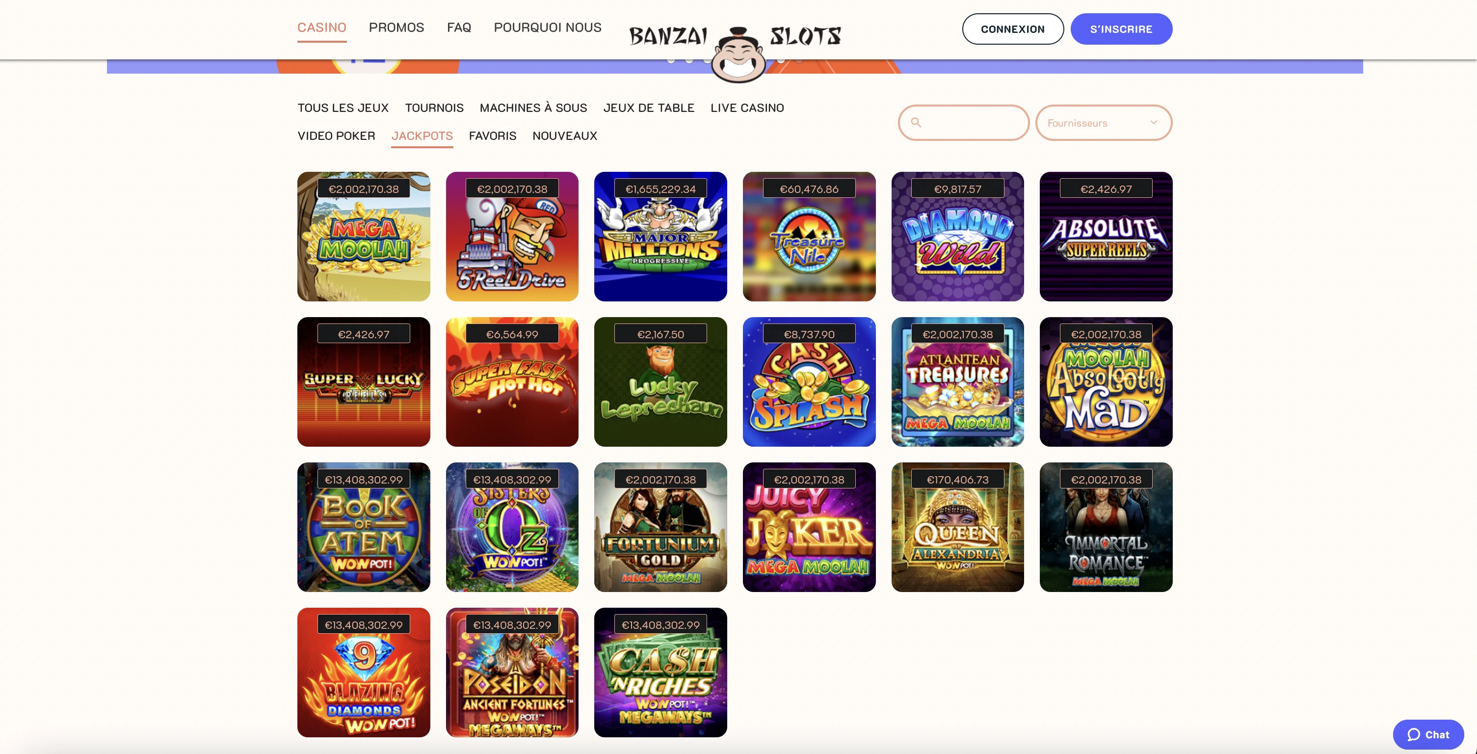 Le casino en ligne Banzai Slots met à votre disposition de nombreuses machines à sous à jackpot et à jackpot progressif