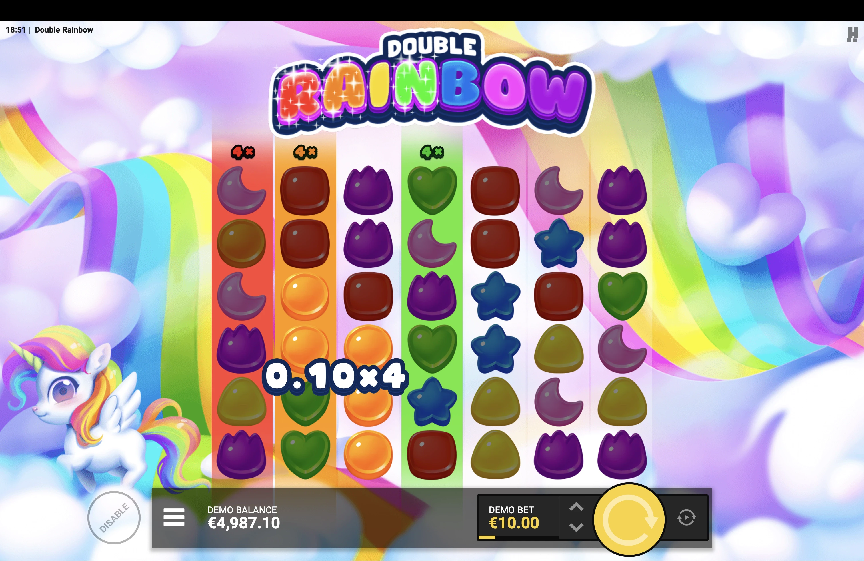 Parties bonus sur la machine a sous Double Rainbow d’Hacksaw Gaming