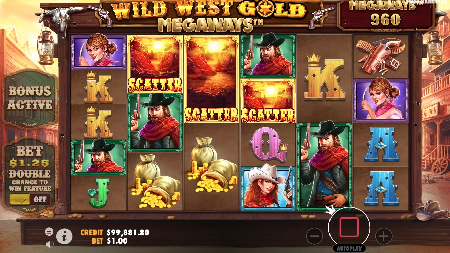 Obtention des parties bonus sur la machine a sous Wild West Gold Megaways de Pragmatic Play