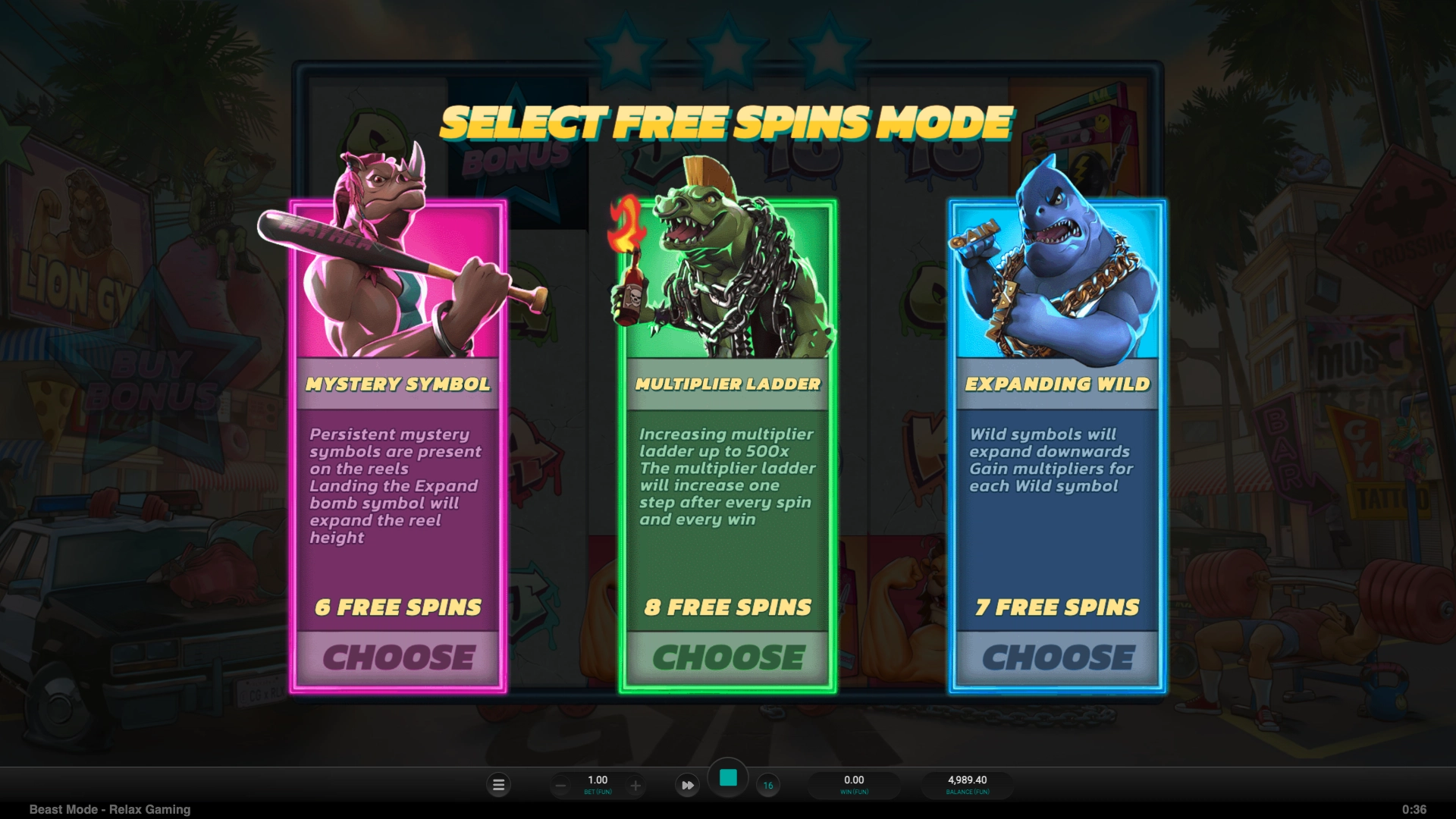 Beast Mode est une machine a sous qui met trois bonus diffÃ©rents Ã  votre disposition