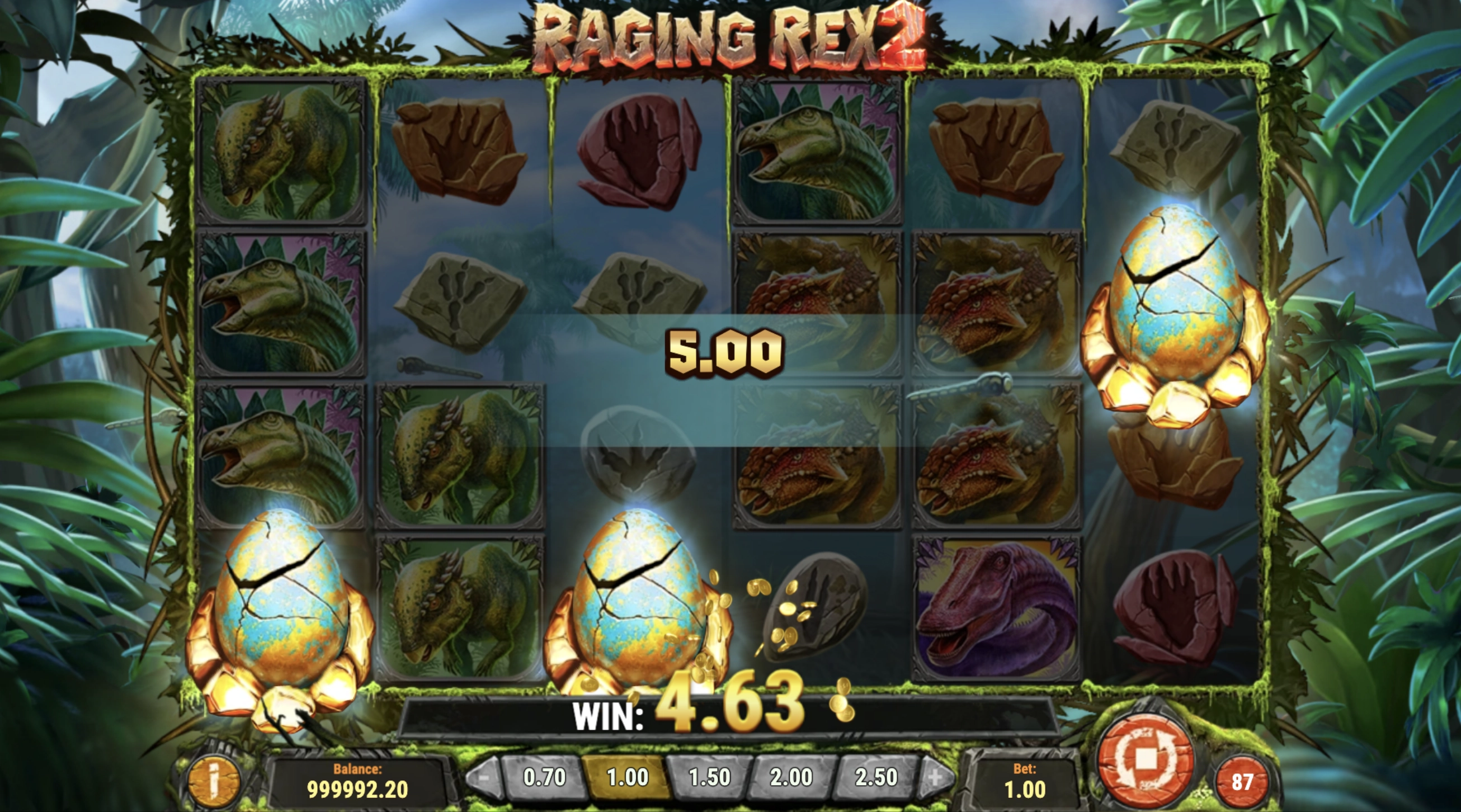 Obtention des parties gratuites sur la machine a sous Raging Rex 2 de Playâ€™n GO