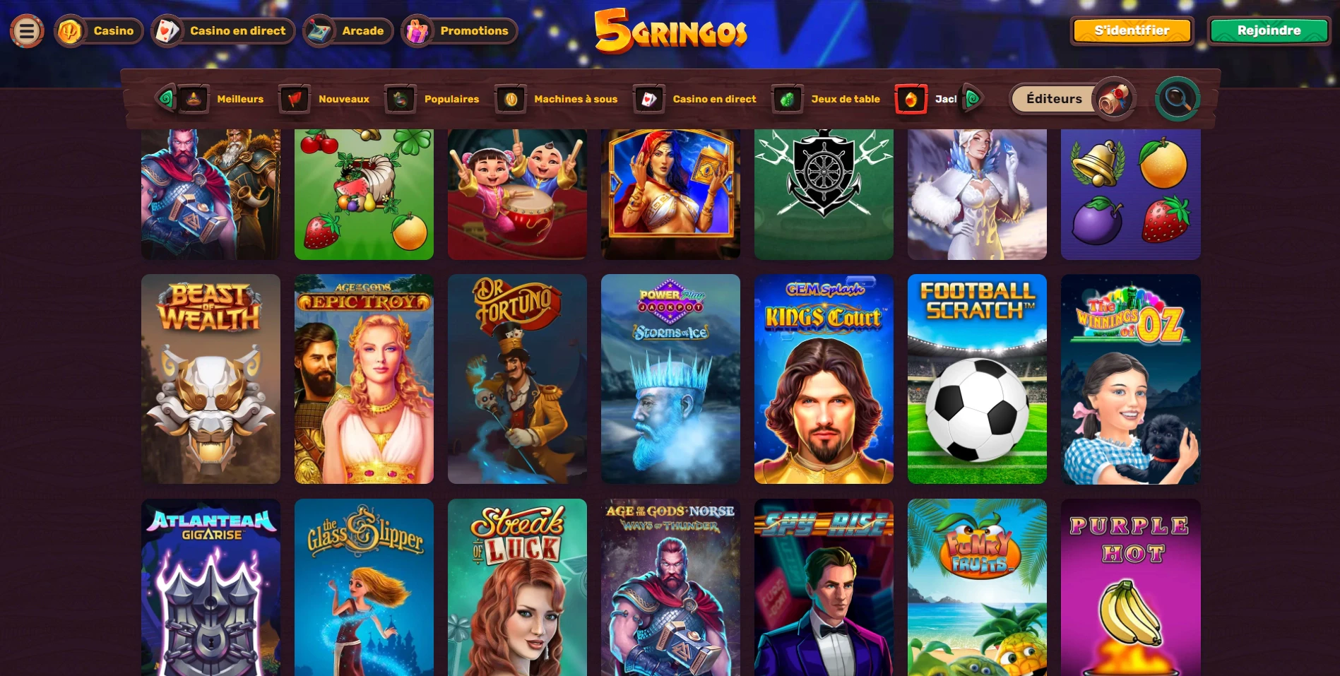 5Gringos est un casino qui met à votre disposition de très nombreuses machines à sous à jackpot