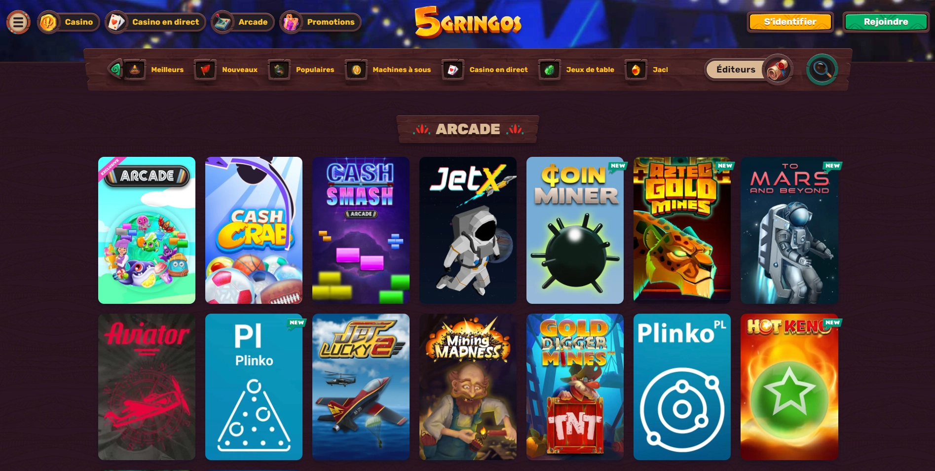 Jeux originaux qui sont présents sur le casino en ligne 5Gringos