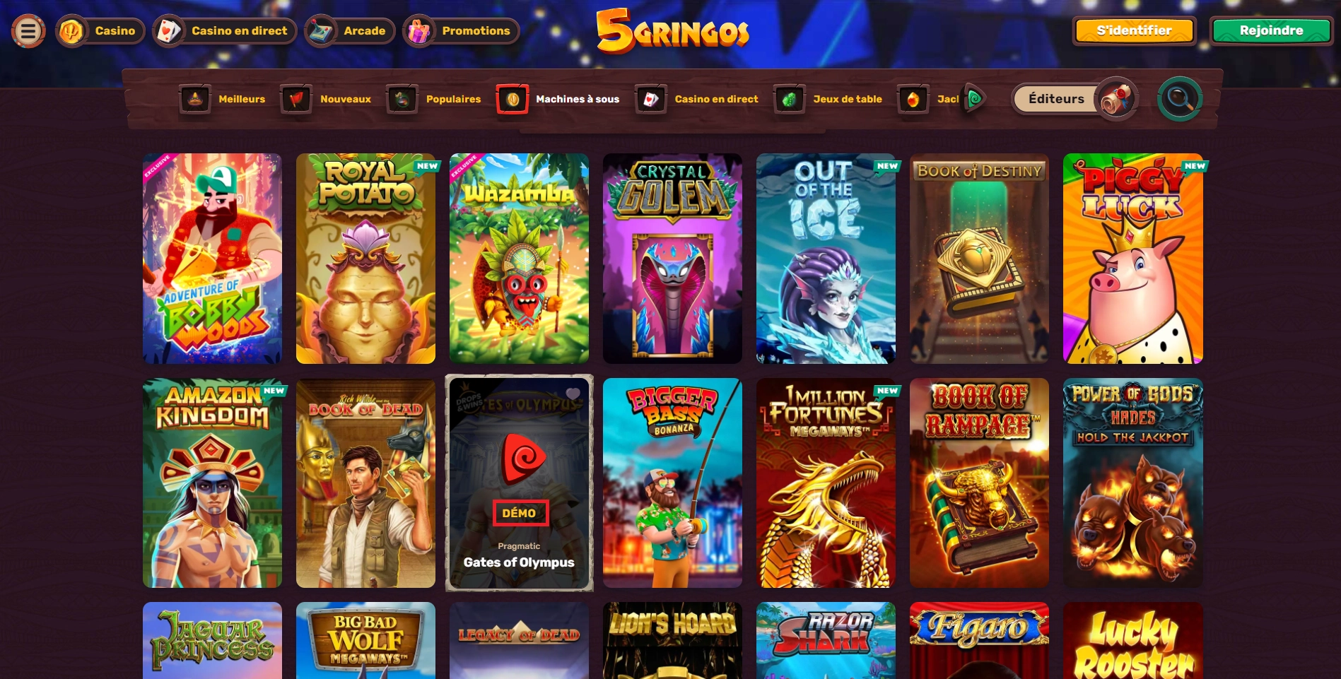 Jouer gratuitement aux machines à sous sur le casino en ligne 5Gringos
