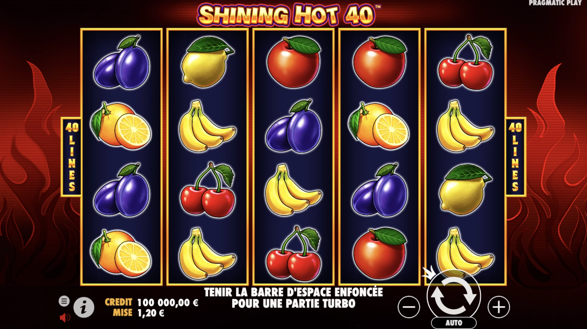 Shining Hot 40 est une machine à sous dotée d’une grille de départ avec 5 colonnes et 4 symboles
