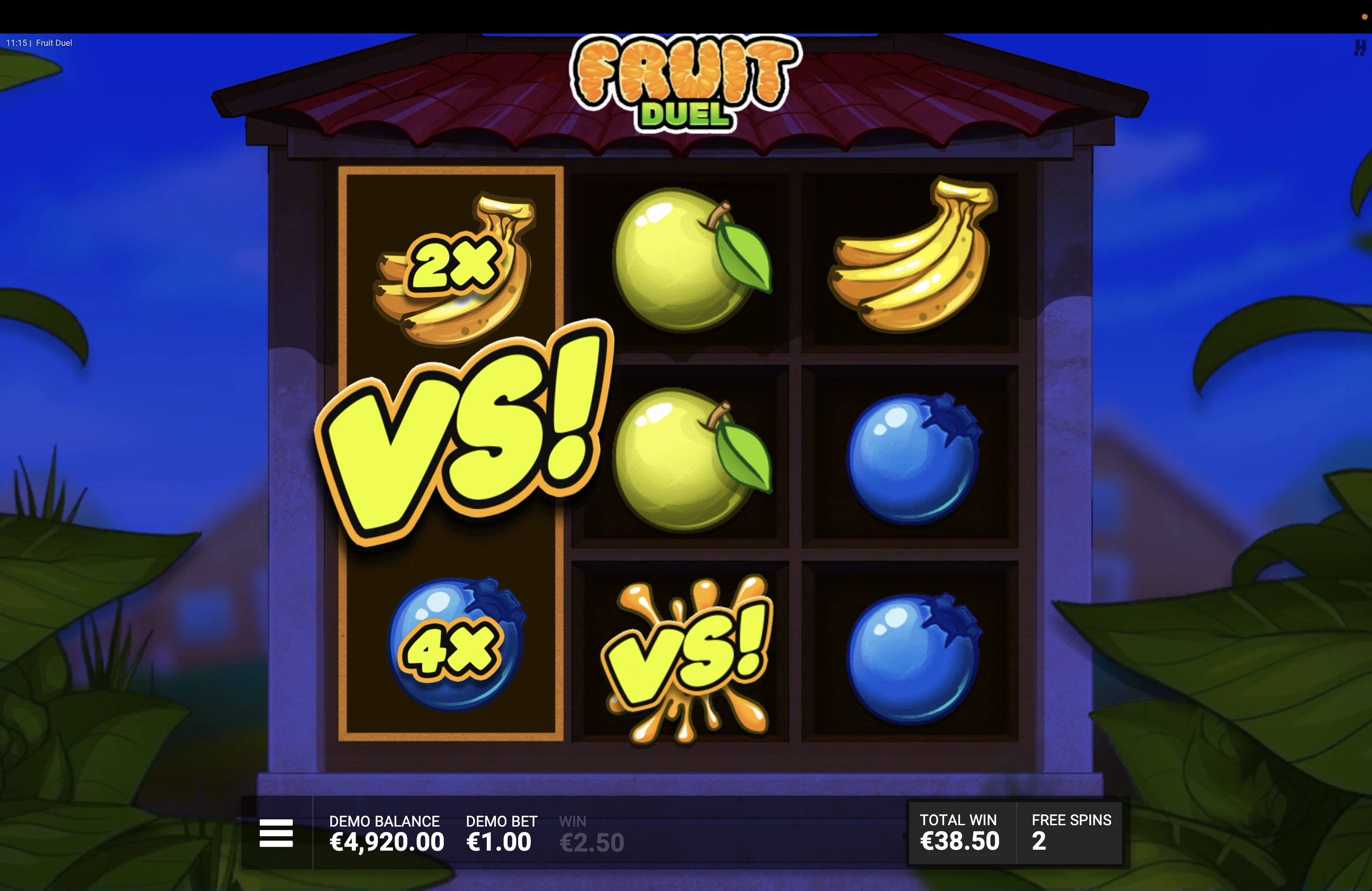 Le bonus sur Fruit Duel fonctionne exactement comme le jeu de base