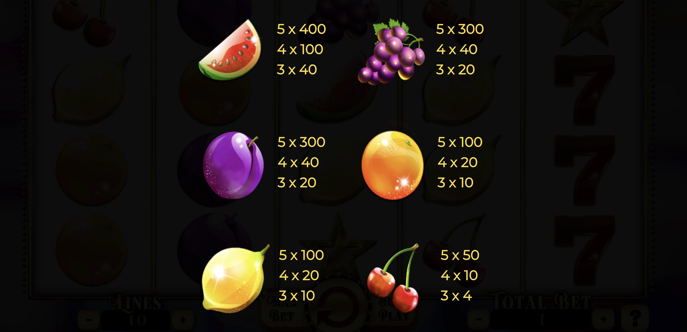 La machine à sous Penny Fruits Xtrem dispose de 3 symboles premiums et non premiums