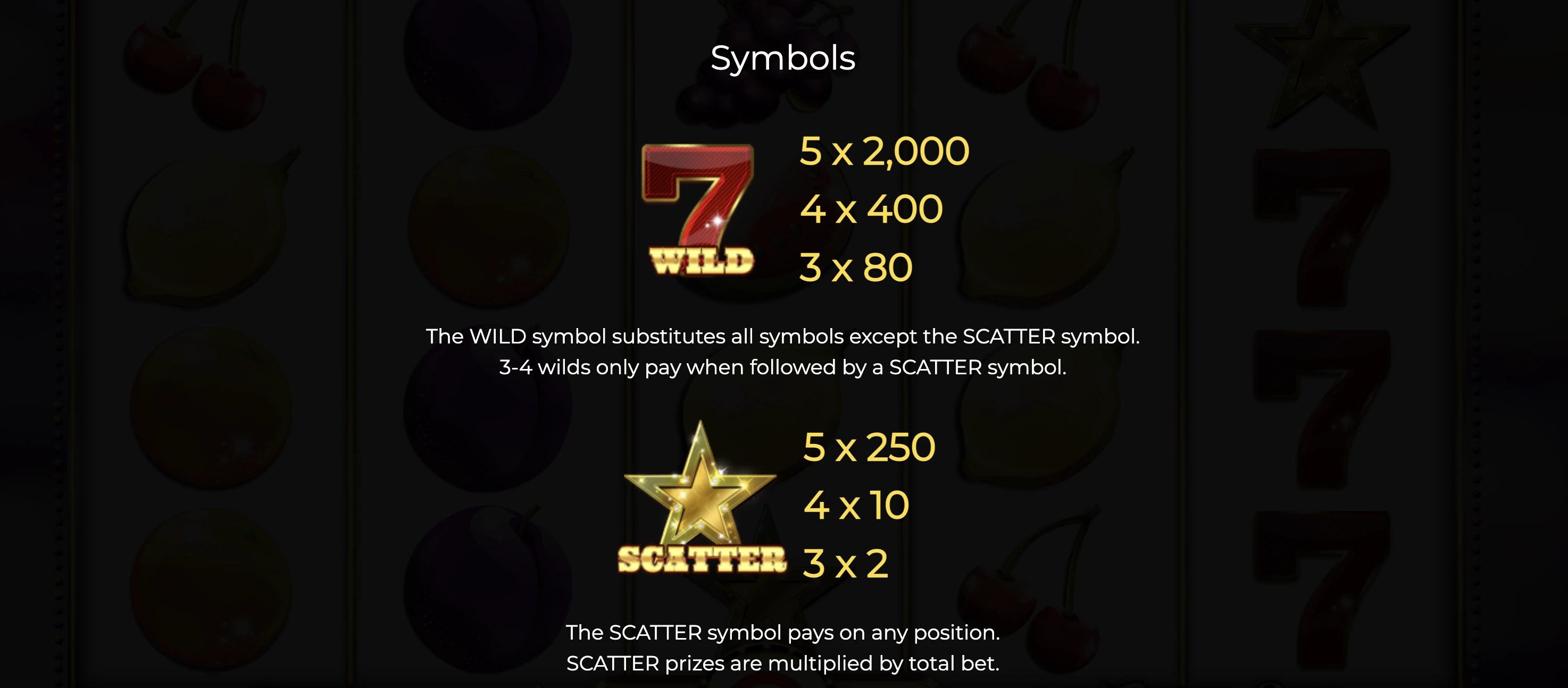 Le symbole wild et scatter sont les plus rémunérateurs sur la machine à sous Penny Fruits Xtrem
