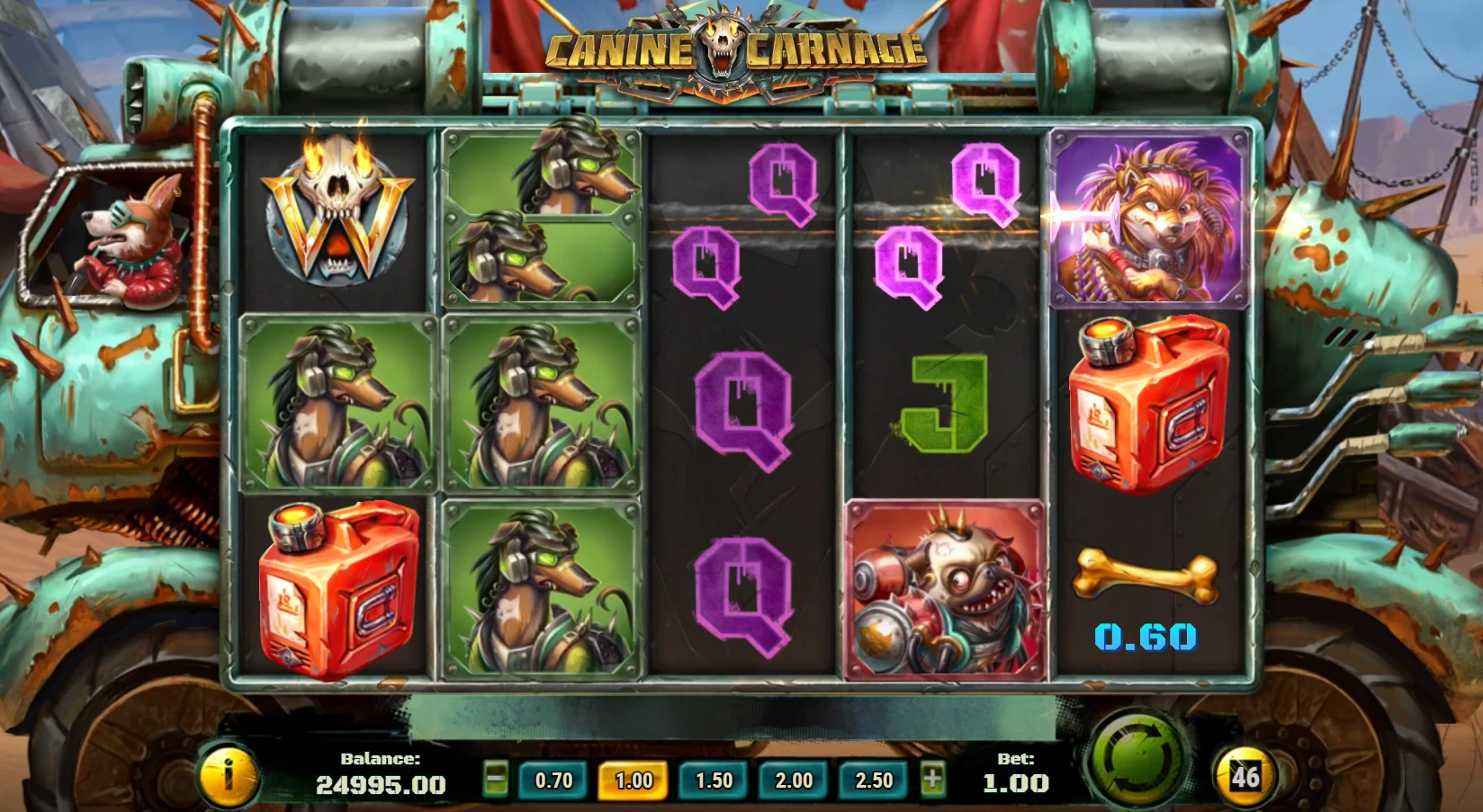 Plusieurs fonctionnalités sont présentes sur la machine à sous Canine Carnage durant le jeu de base