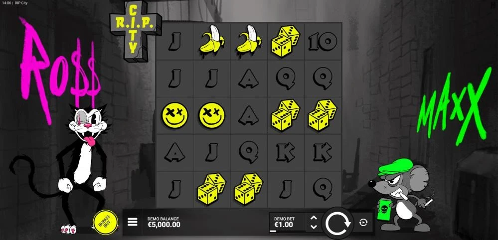 D : 5 colonnes avec 5 symboles différents composent cette machine à sous d’Hacksaw Gaming
