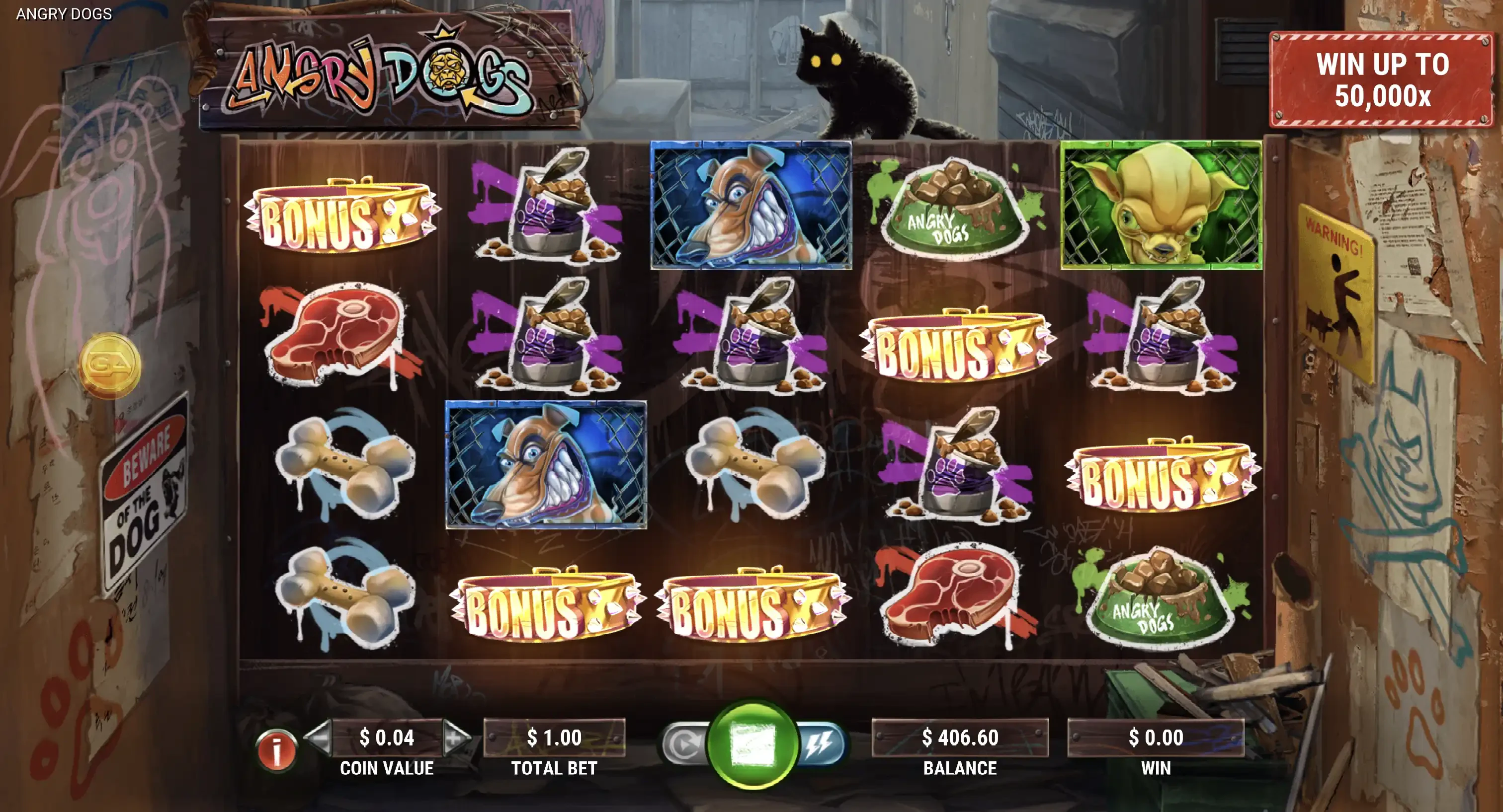 Obtention des parties bonus sur la machine a sous Angry Dogs de GameArt