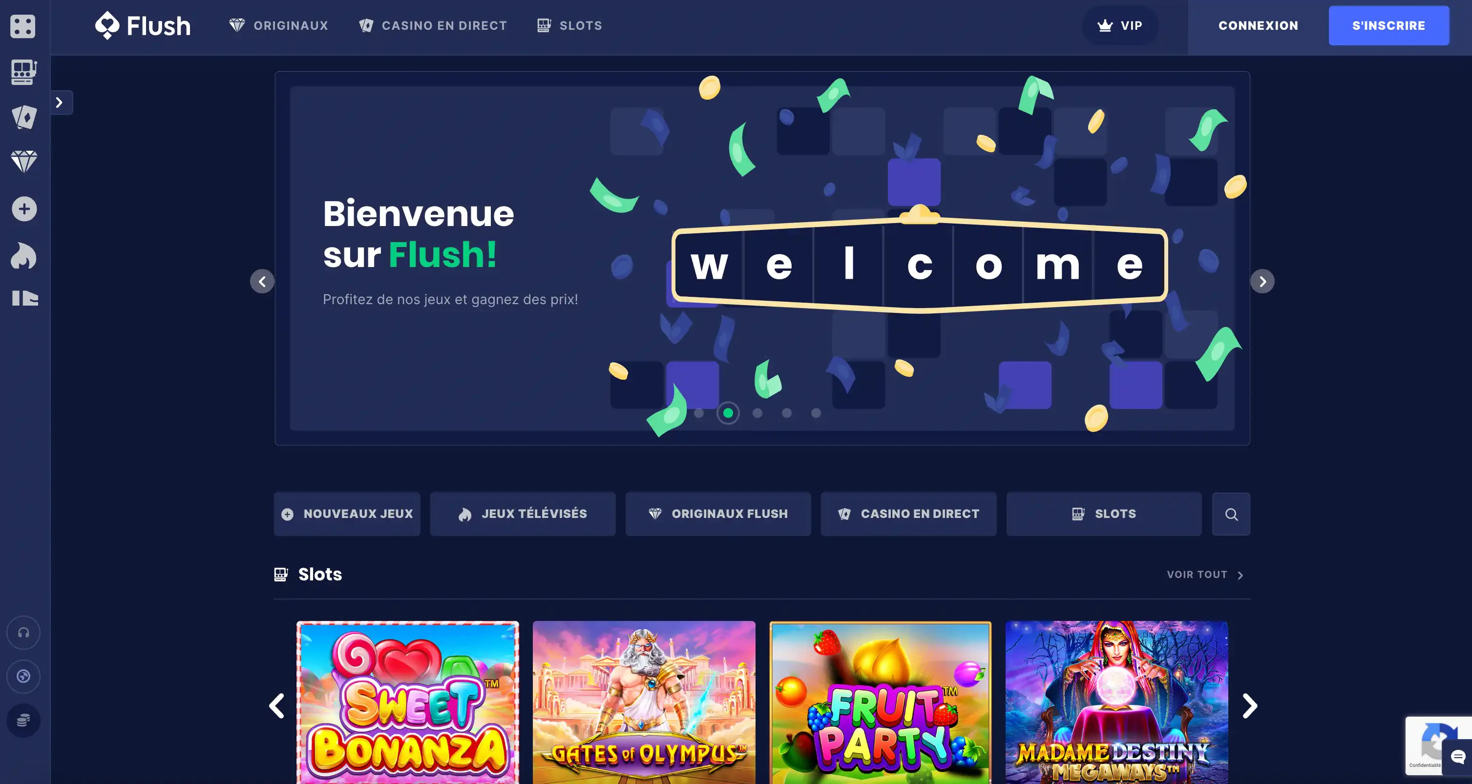 Page accueil Flush Casino nouveauté présente sur Lucky7Bonus
