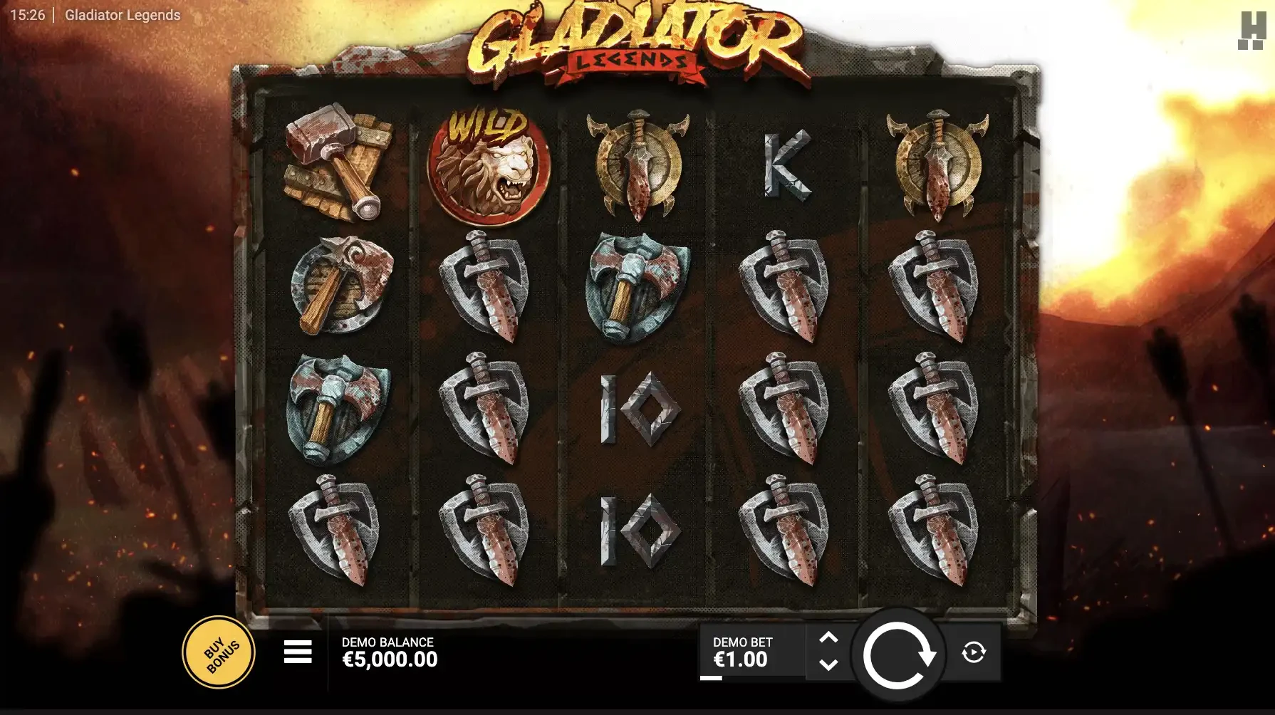 Grille de départ de la machine a sous Gladiator Legends d’Hacksaw Gaming