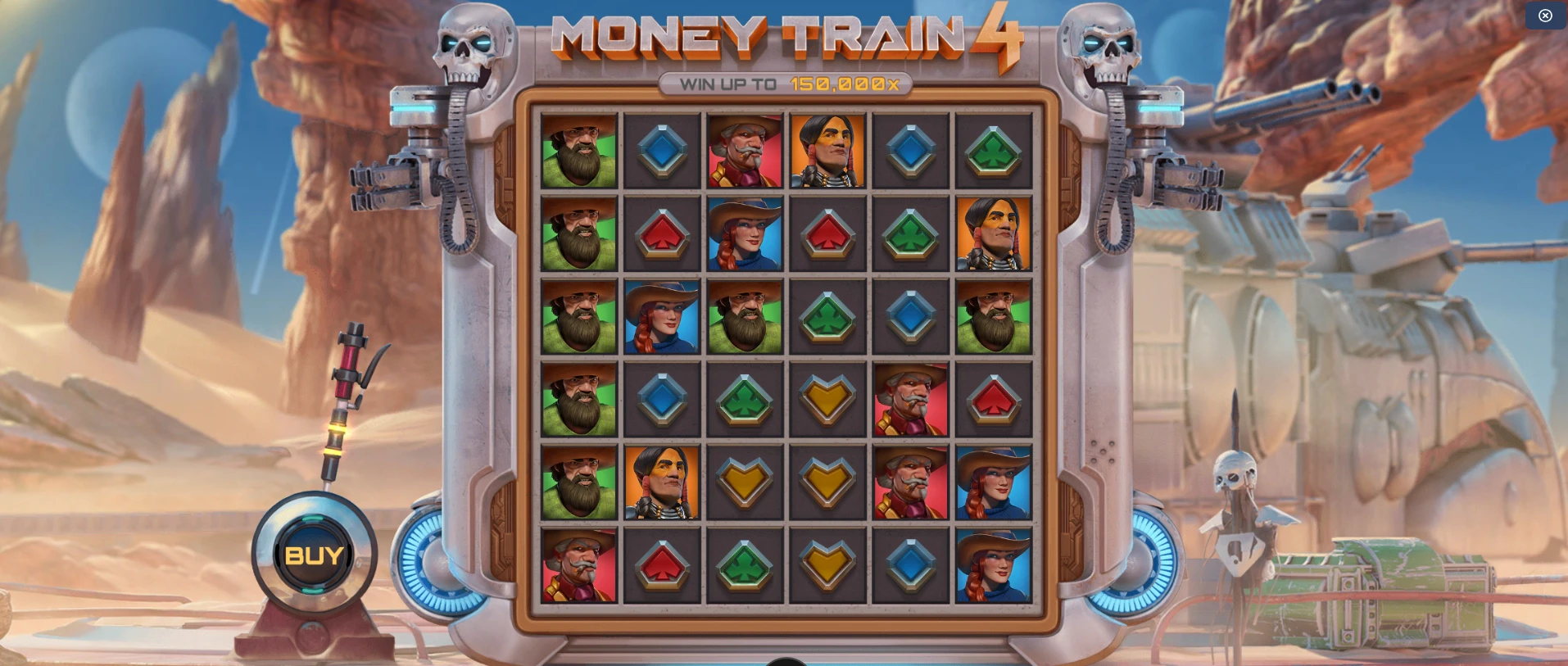 La grille de départ de Money Train 4 est composée de 6 colonnes avec 6 symboles à l’intérieur