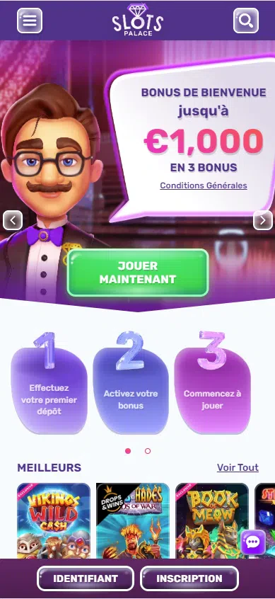 Slots Palace page d'accueil