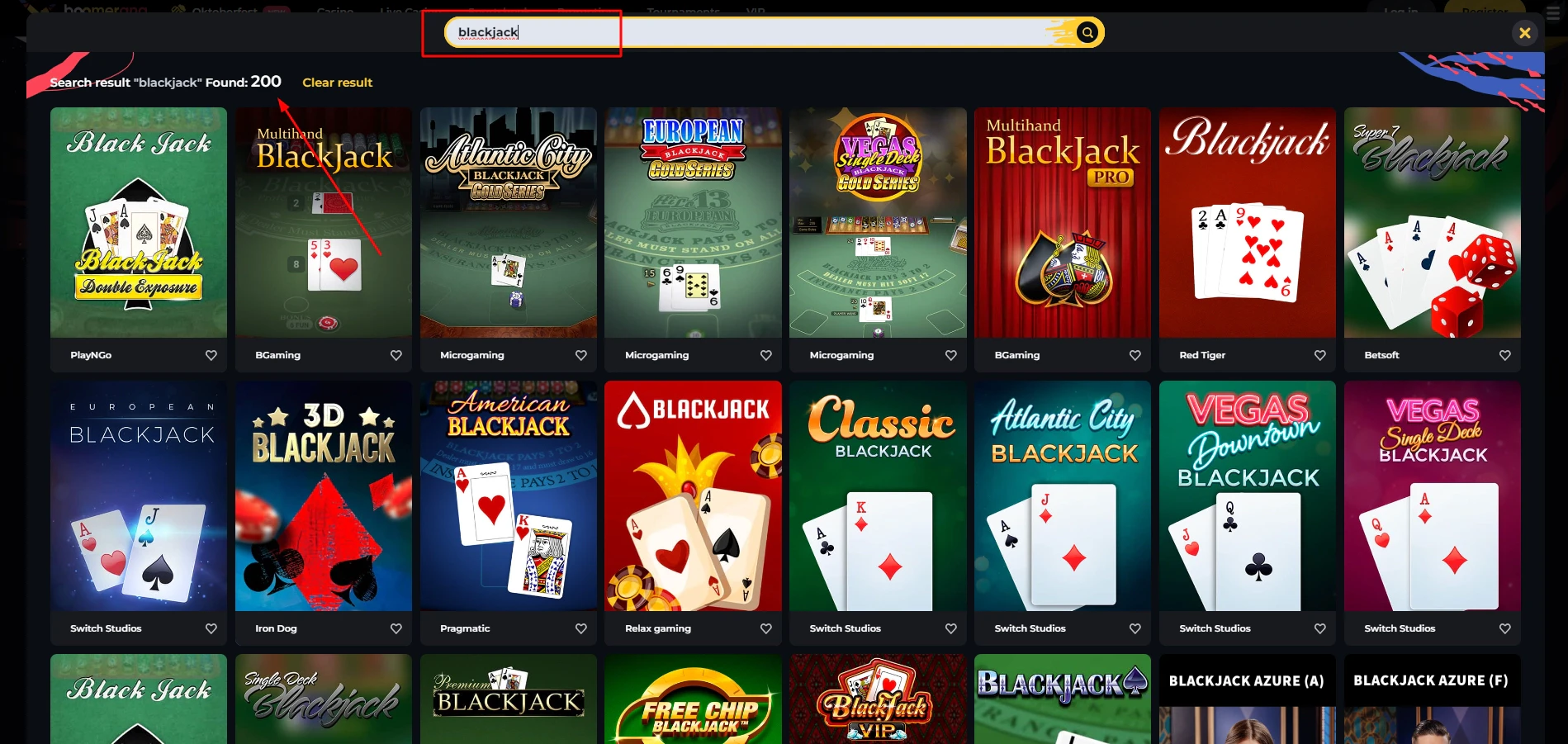 Le blackjack est très présent sur Boomerang Casino