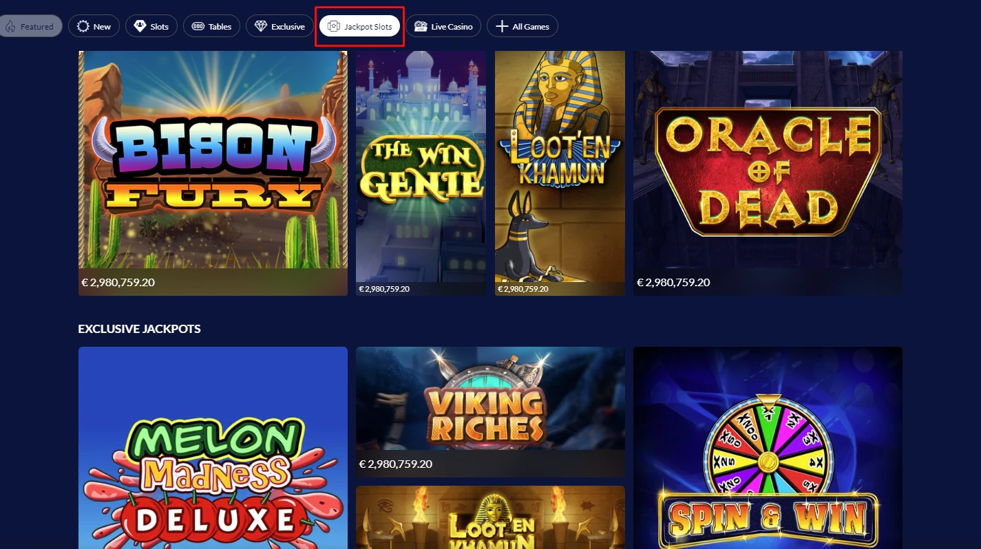 SIA Casino jackpot games
