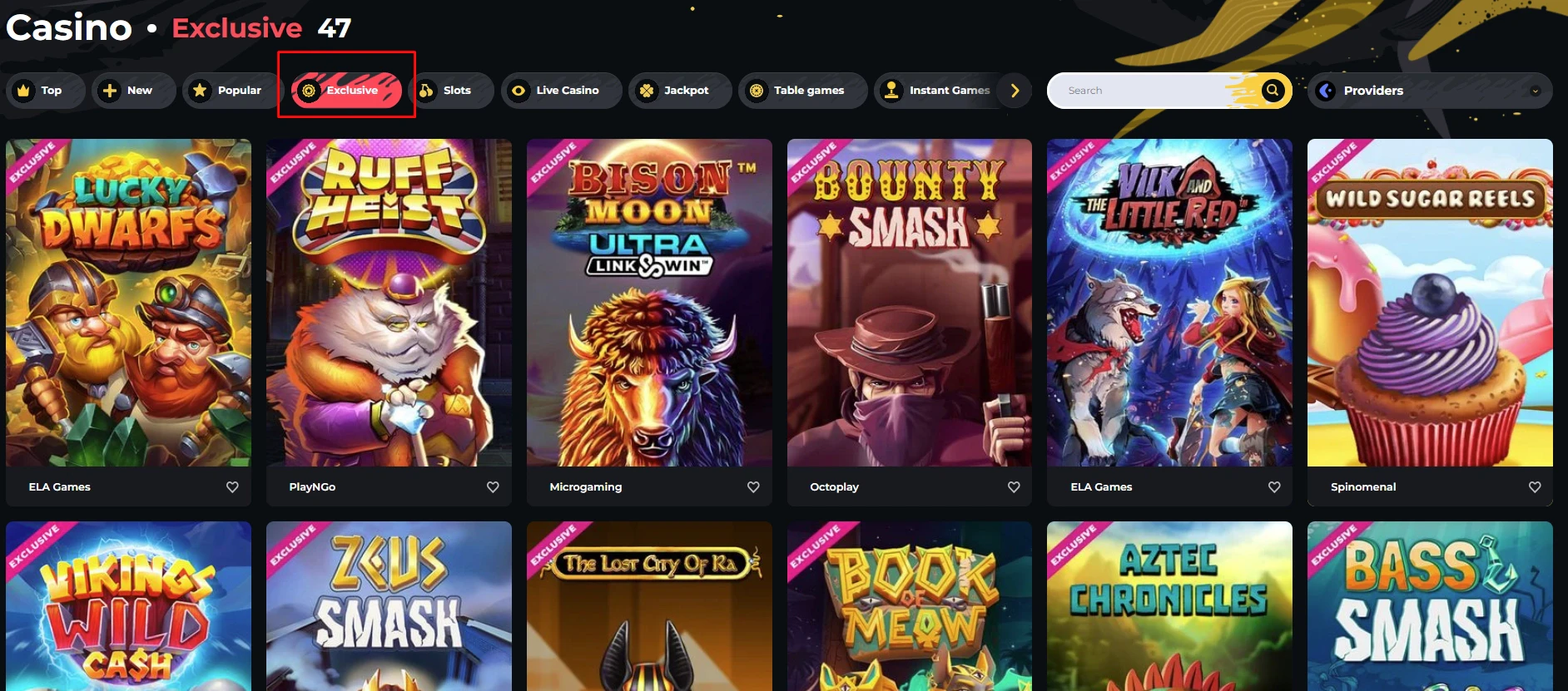 Boomerang Casino Exclusive Games