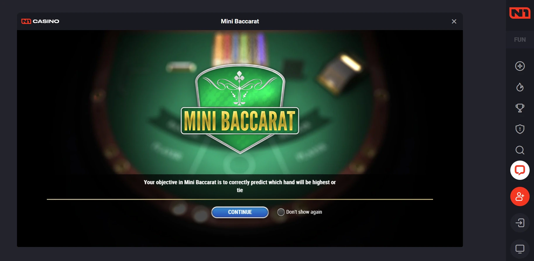 N1 Casino Mini Baccarat