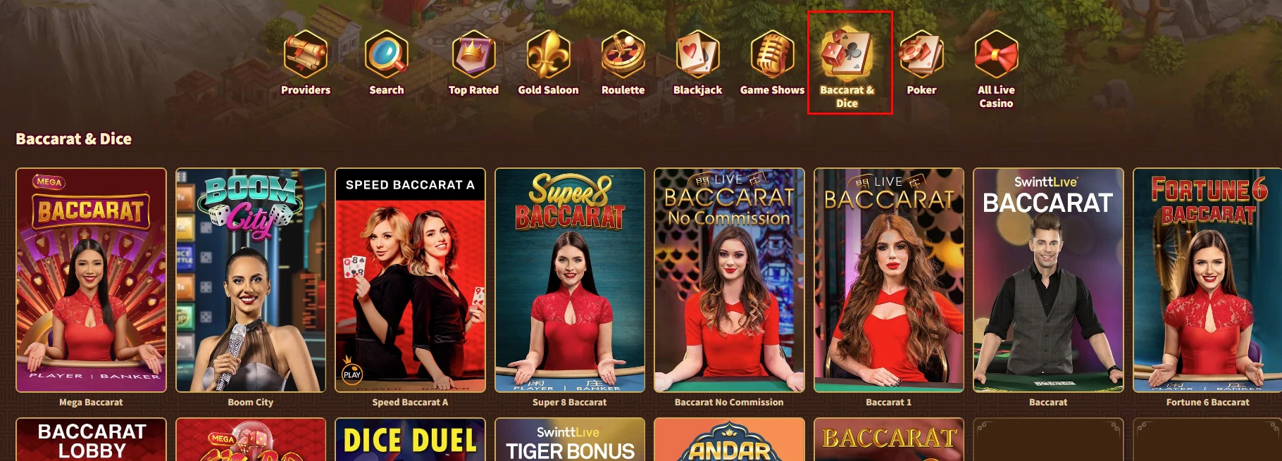 MyEmpire Casino Baccarat Game Selection
