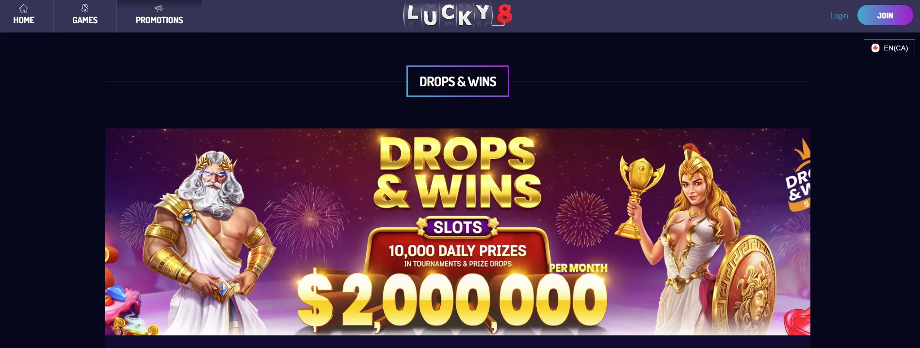 Lucky8 Drops and Wins