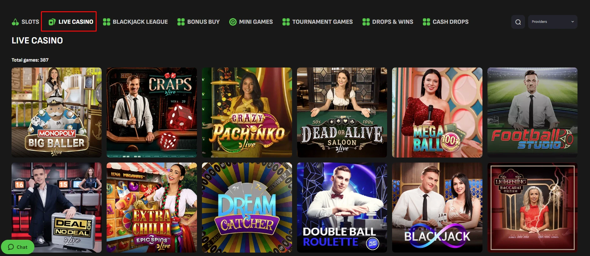 Cloverspin Live Casino