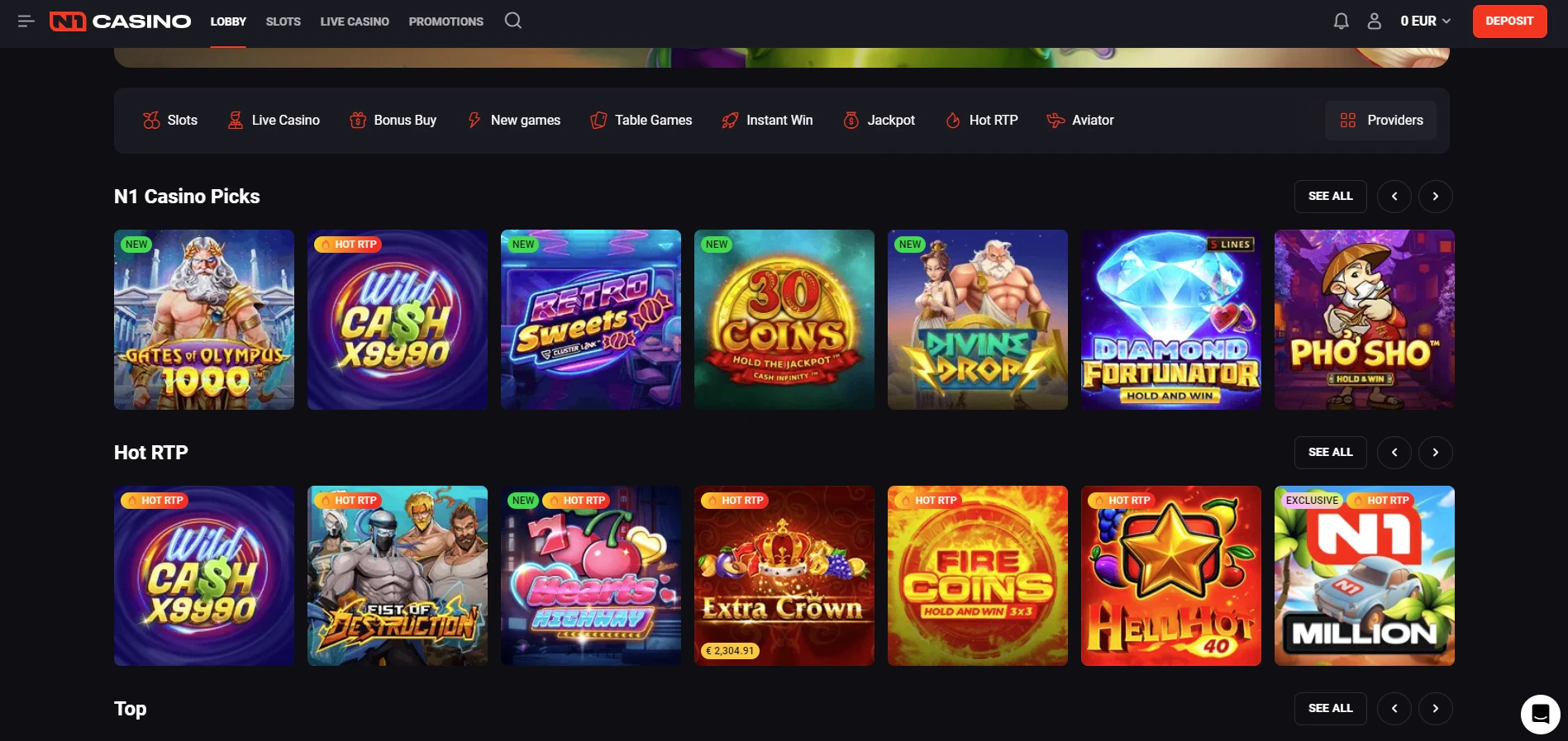 N1 Casino Website Design