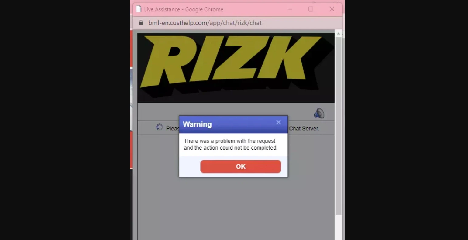Rizk Casino Customer Service error