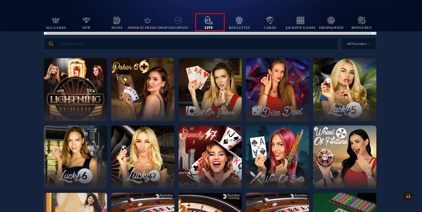 Axe Casino Live Dealer Games