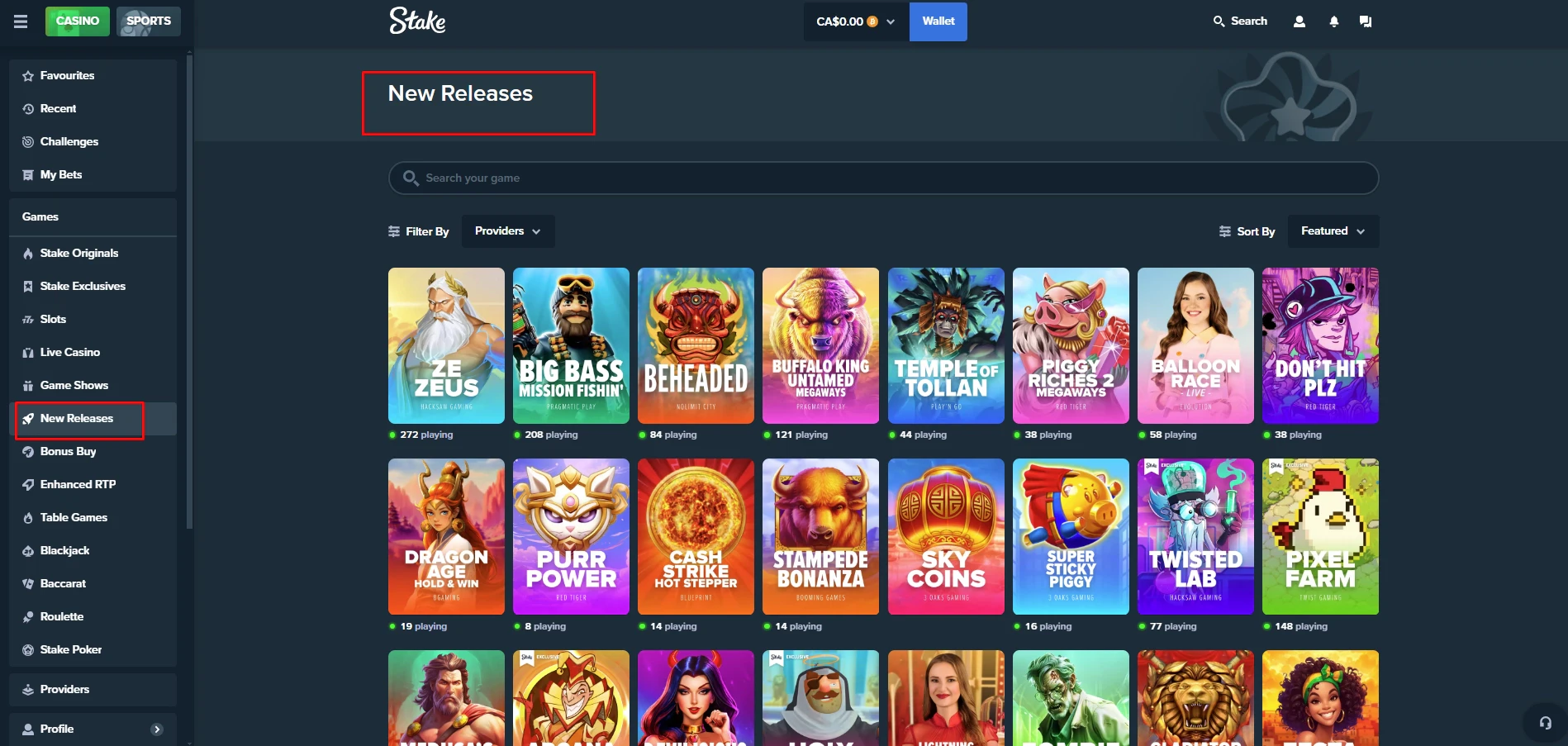 Stake Casino New Releases